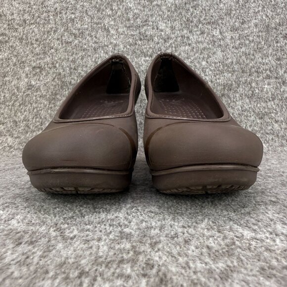 ✅Crocs Lena Womens 7W Cap Toe Wedge Brown Slip-On Heel Pumps Casual Comfort Shoe - Picture 3 of 11